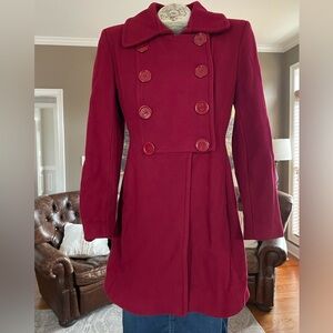Boston Proper Double Breasted Wool Blend Mid Length Coat